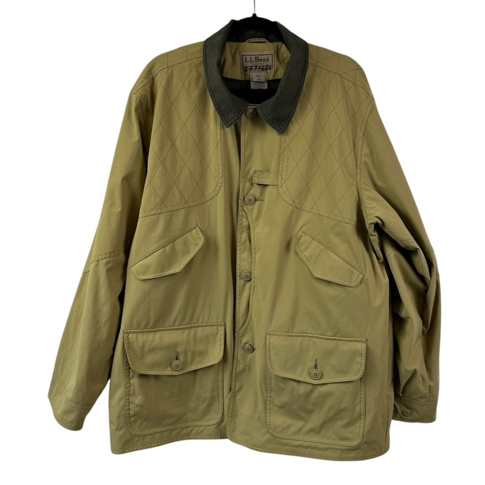 LL Bean Chore Coat Barn Coat Jacket Tan Button Up Corduroy Collar Men's Large L